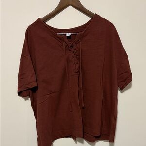 Old Navy Lace-Up Short Sleeve Top - Rust
